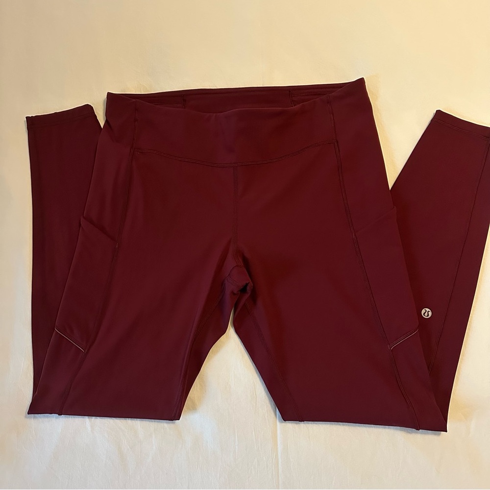 Women's Size 12 Lululemon Maroon Yoga Pants Leggings w/Pockets